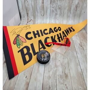 Chicago Blackhawks Signed Pennant, Puck, Sunglasses #33 Scott Darling